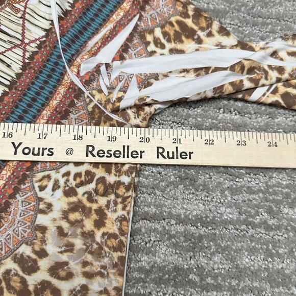 Reba Shirt Womens Large Leopard Print Embellished Western Boho Made in USA - Picture 11 of 12